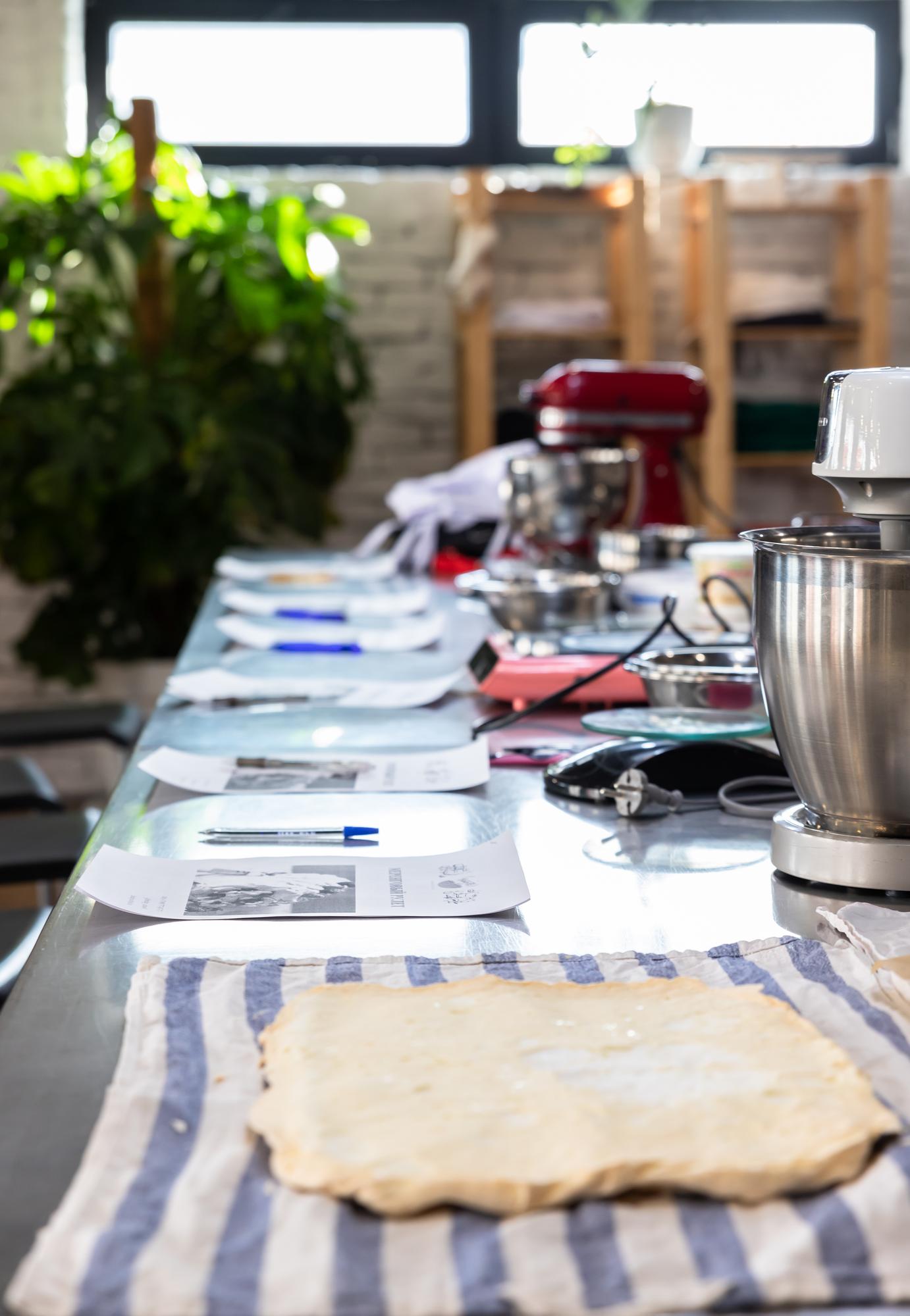Workshop table with ingredients and tools